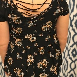 Floral Black Top